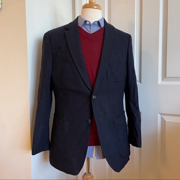 NWT Banana Republic Mario Bellucci Wool Sport Coat Blazer 42R - Navy Blue - Picture 1 of 11